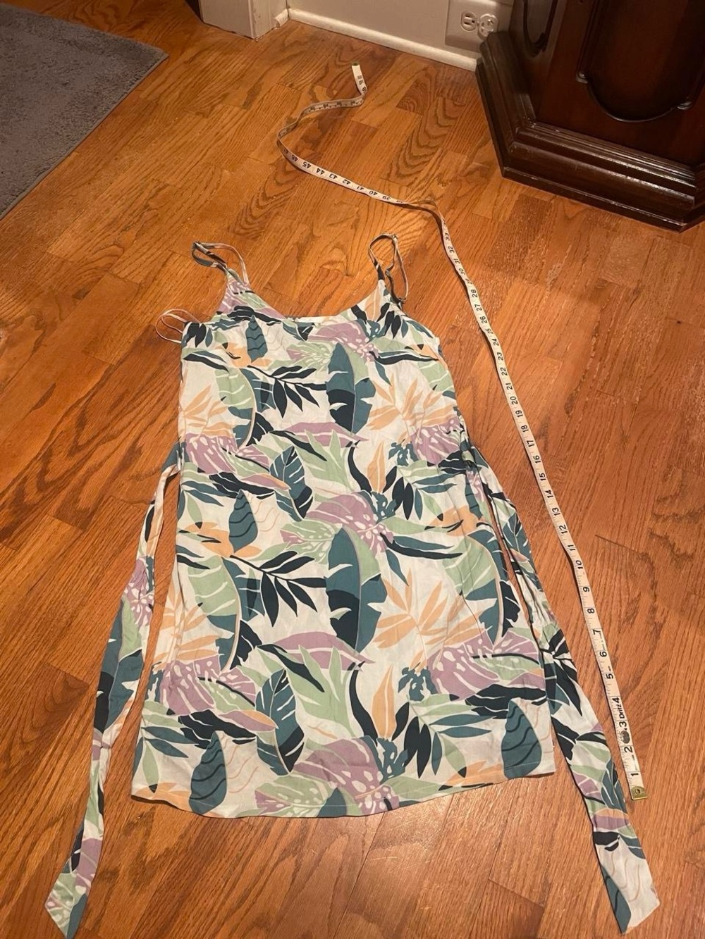 Roxy Tropical Leaf Slip Dress - Cream, Green, Teal, Lavender